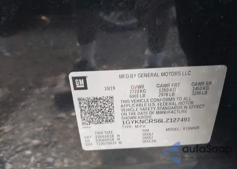 2020 Cadillac Xt5 Fwd Premium Luxury z USA, uszkodzony, nr VIN 1GYKNCRS6LZ127491